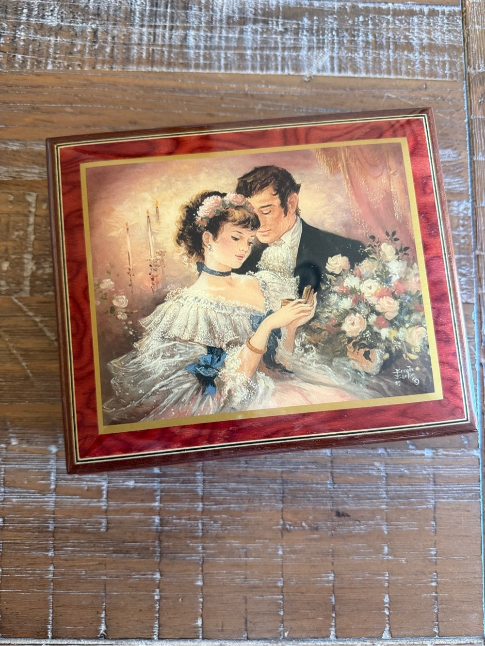 Ercolano Italian Wood Music Box "A Token Of Love" Brenda Burke Art Ltd Ed 425
